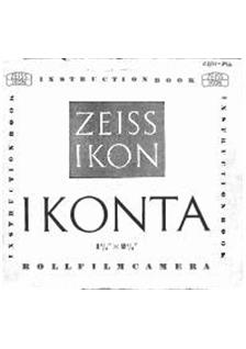 Zeiss Ikon Ikonta - Series manual. Camera Instructions.